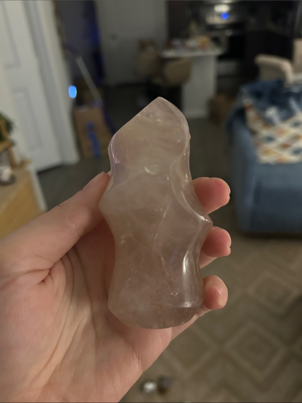 Rose Quartz Decorative Flame Stone - Pink